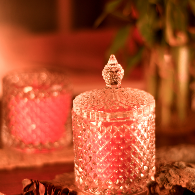 woody scented soy wax candle crystal jar